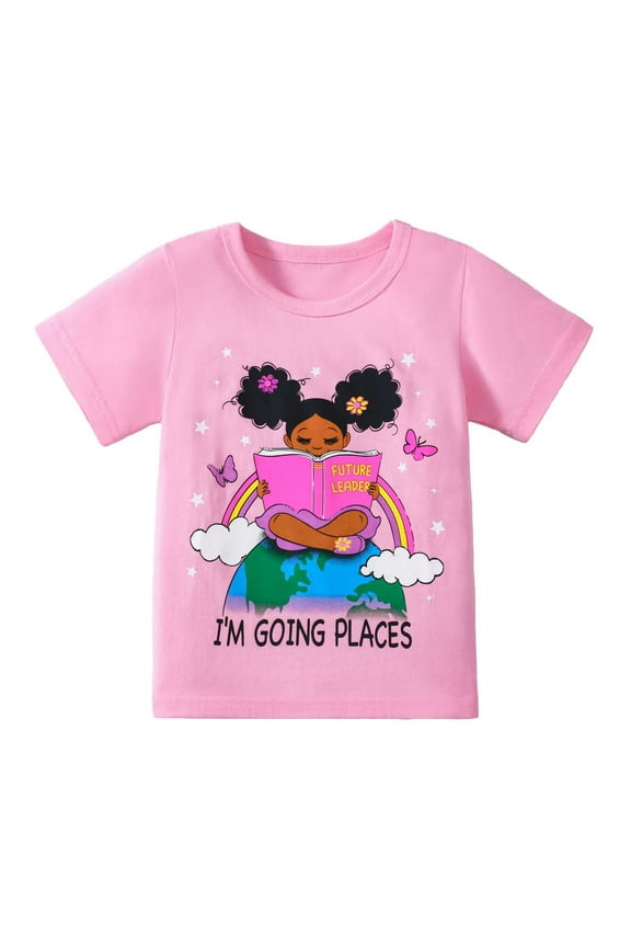 Toddler Girls Cotton T-Shirt Cartoon Character Short Sleeve T Shirt, Sizes 1-8