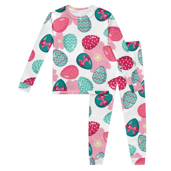 Hiijoy Toddler Girls Easter Long Sleeve Top and Pants Pajamas Set, 2-Piece, Sizes 2-3 Years