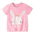 thumbnail image 1 of Hiijoy Toddler Girls Bunny Print Cute T-Shirt Summer Short Sleeve T Shirt, Sizes 18M-8Y, 1 of 6