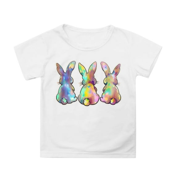 Hiijoy Toddler Girls Easter Tshirt Casual Short Sleeve Graphic T-Shirt Tee, Sizes 3-13