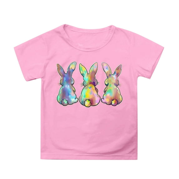 Hiijoy Toddler Girls Easter Tshirt Casual Short Sleeve Graphic T-Shirt Tee, Sizes 3-13