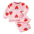 thumbnail image 1 of Hiijoy Toddler Girls Flannel Pajamas Cartoon Print Long Sleeve Pullover Top Pants Homewear, 1 of 3