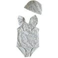 thumbnail image 1 of Hiijoy Toddler Girls Floral Ruffle One-Piece Swimsuit with Swim Hat Bathing Suit, Sizes 1-8, 1 of 2