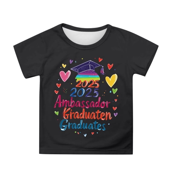 Hiijoy Toddler Girls Graduation Graphic T-Shirt Short Sleeve Crewneck T Shirt, Sizes 3-13