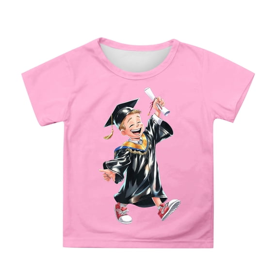 Hiijoy Toddler Girls Graduation Graphic Tee Cartoon Short Sleeve Crew T-Shirt, Sizes 3-13