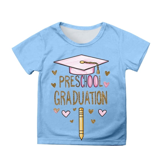 Hiijoy Toddler Girls Graduation Graphic Tee Short Sleeve Round Neck T-Shirt, Sizes 3-13