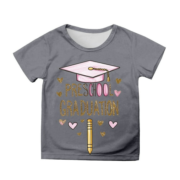 Hiijoy Toddler Girls Graduation Graphic Tee Short Sleeve Round Neck T-Shirt, Sizes 3-13