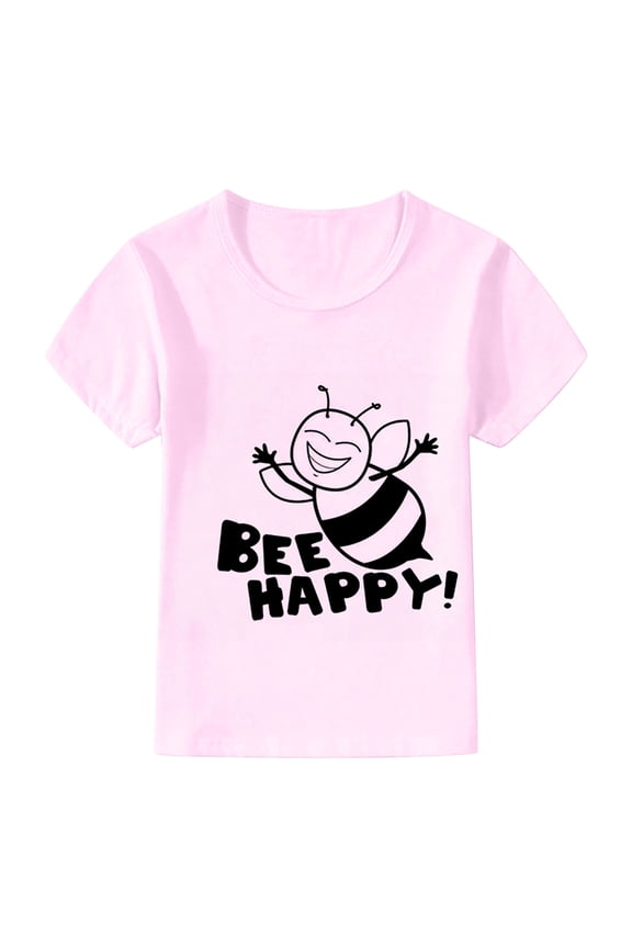 Toddler Girls Graphic T Shirt Cartoon Bee Print Short Sleeved T-Shirt Casual Loose Tshirt