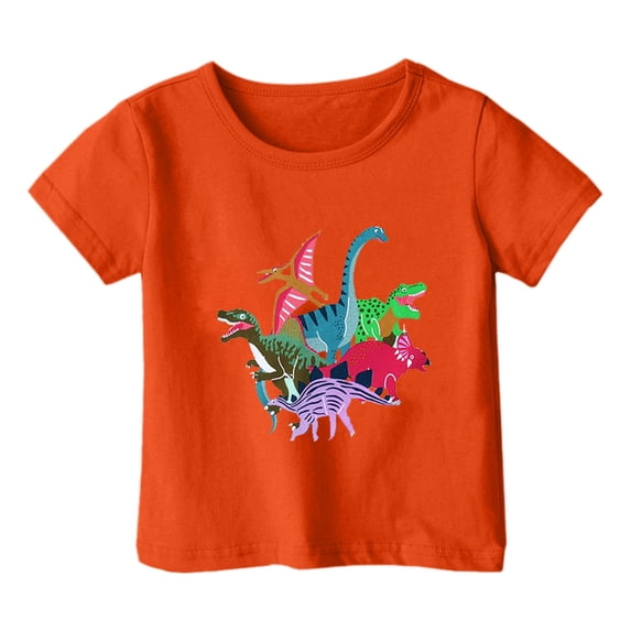 Hiijoy Toddler Girls Graphic T-Shirt Dinosaur Print Short Sleeved T Shirt, Sizes 1-13