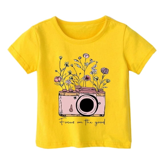 Hiijoy Toddler Girls Graphic T-Shirt Short Sleeve Crewneck T Shirt Summer Casual Tshirt