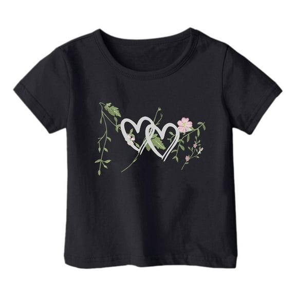 Hiijoy Toddler Girls Graphic T-Shirt Short Sleeve Round Neck T Shirt Summer Casual Tshirt