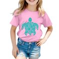 thumbnail image 1 of Hiijoy Toddler Girls Graphic T Shirt Turtle Print Short Sleeved Crew Neck Tee Shirt Top, 1 of 3