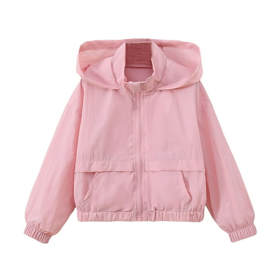 Hiijoy Toddler Girls Hooded Jacket Kids Lightweight Windbreaker Windproof Outerwear Coat