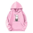 thumbnail image 1 of Hiijoy Toddler Girls Hoodie Cartoon Cat Printed Hooded Sweatshirt Cute Casual Pullover Top with Pocket, 1 of 2