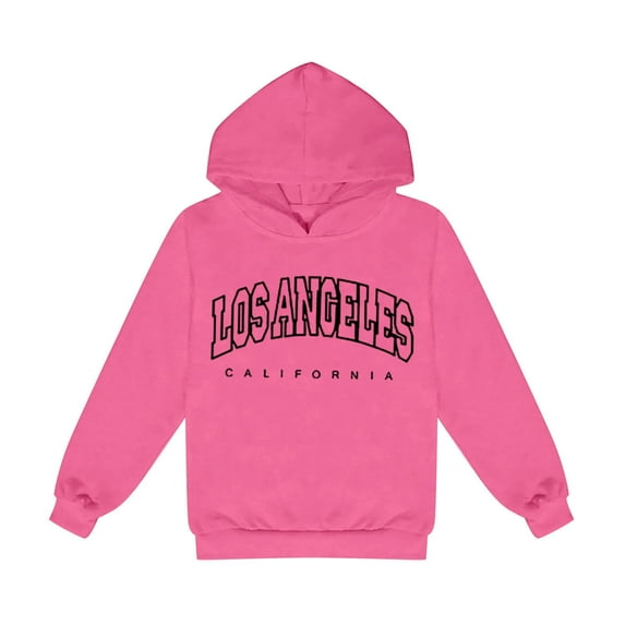 Hiijoy Toddler Girls Hoodie Los Angeles Printed Pullover Hooded Sweatshirt Kids Activewear