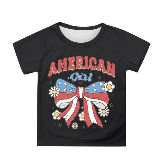 Hiijoy Toddler Girls Independence Day T-Shirt Short Sleeve Crew Neck Tee Shirt, Sizes 3-13
