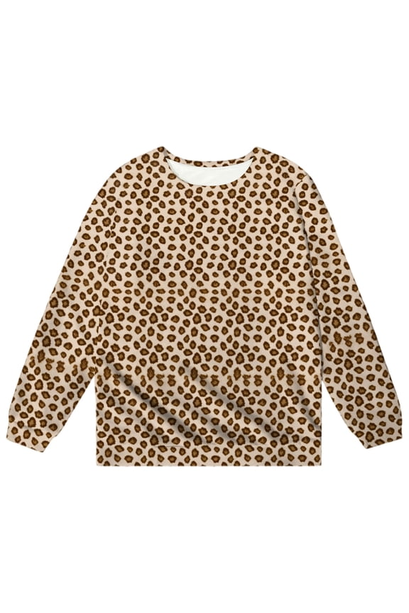 Toddler Girls Leopard Long Sleeve T-Shirt Casual Crew Neck T Shirt Top, Sizes 4-5