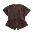 thumbnail image 1 of Hiijoy Toddler Girls Leopard Summer Clothes Set T Shirt & Shorts 2Pcs Outfits, Sizes 4-5T, 1 of 8