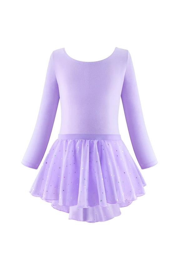 Toddler Girls Long Sleeve Ballet Leotard Dance Dress, Sizes 4-12