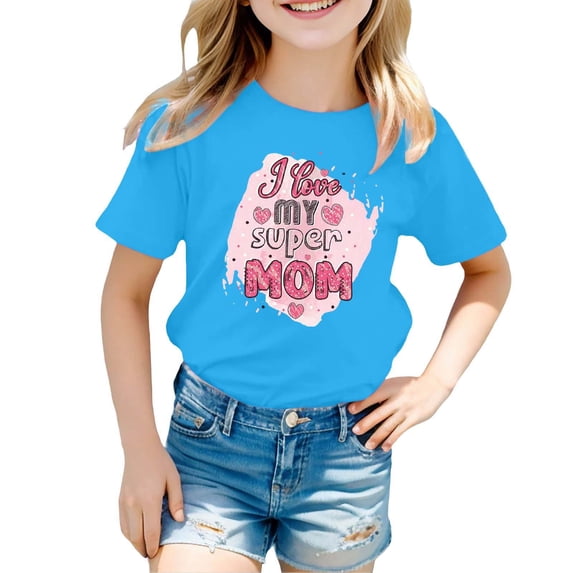 Hiijoy Toddler Girls Mother's Day T-Shirt Summer Short Sleeve Cotton T Shirt, Sizes 1-9