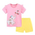 thumbnail image 1 of Hiijoy Toddler Girls Outfits Animal Embroidery Cotton Short Sleeve T-Shirt Shorts Set, Sizes 2-3T, 1 of 6