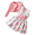 thumbnail image 1 of Hiijoy Toddler Girls Outfits Floral Bow Sundress with Long Sleeve Ribbed Top, Sizes 3-4T, 1 of 8