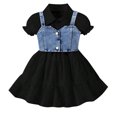 thumbnail image 1 of Hiijoy Toddler Girls Outfits Ruffle Short Sleeve Shirt Dress & Denim Camisole, Sizes 2-3T, 1 of 8
