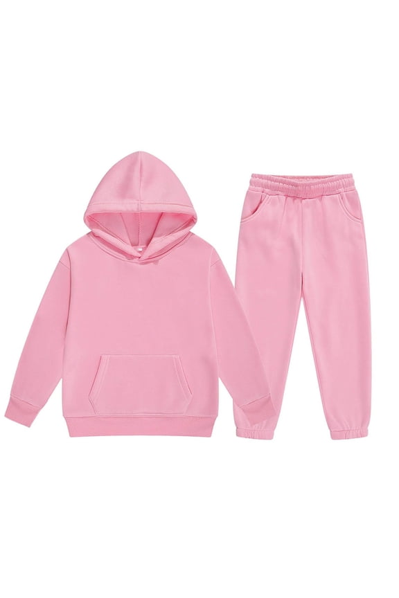 Toddler Girls Outfits Solid Color Long Sleeve Hoodie Sweatpants Set, Sizes 2-3T