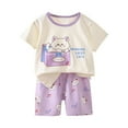 thumbnail image 1 of Hiijoy Toddler Girls Pajamas Cartoon Cute Short Sleeve T Shirt Shorts Homewear, Sizes 4-5T, 1 of 2
