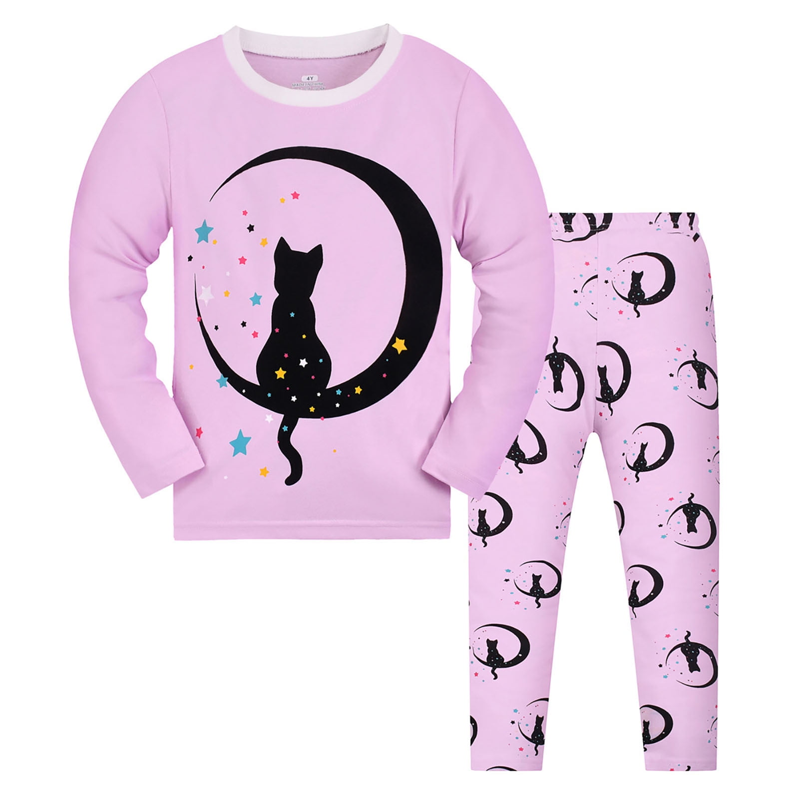 Hiijoy Toddler Girls Pajamas Cartoon Print Long Sleeve T-Shirt Pants 2 ...