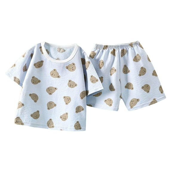 Hiijoy Toddler Girls Pajamas Cartoon Print Short Sleeve T Shirt Shorts Homewear, Sizes 4-5T