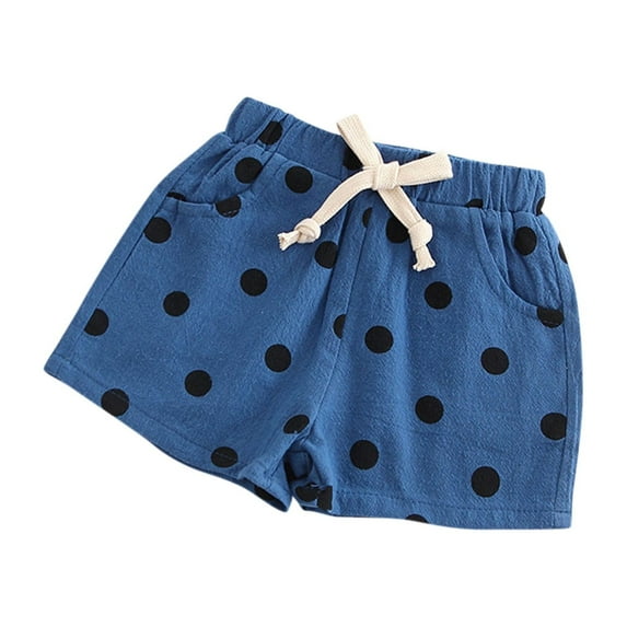 Hiijoy Toddler Girls Polka Dot Cotton Linen Shorts Pull-On Breathable Shorts, Sizes 4-5T