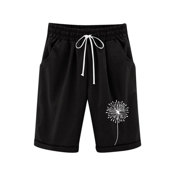 Hiijoy Toddler Girls Pull-On Knit Shorts Dandelion Print Knee-Length Shorts, Sizes 3-4T