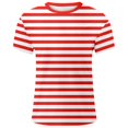 thumbnail image 1 of Hiijoy Toddler Girls Red Tshirt Striped Fitted Short Sleeves Round Neck T-Shirt for Kids, 1 of 2