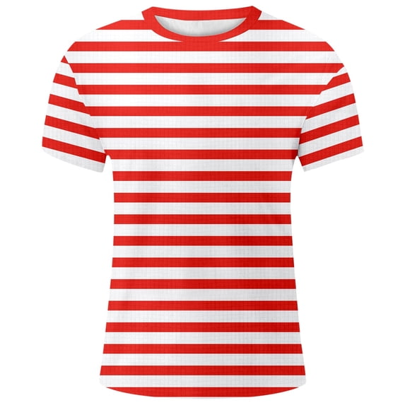 Hiijoy Toddler Girls Red Tshirt Striped Fitted Short Sleeves Round Neck T-Shirt for Kids