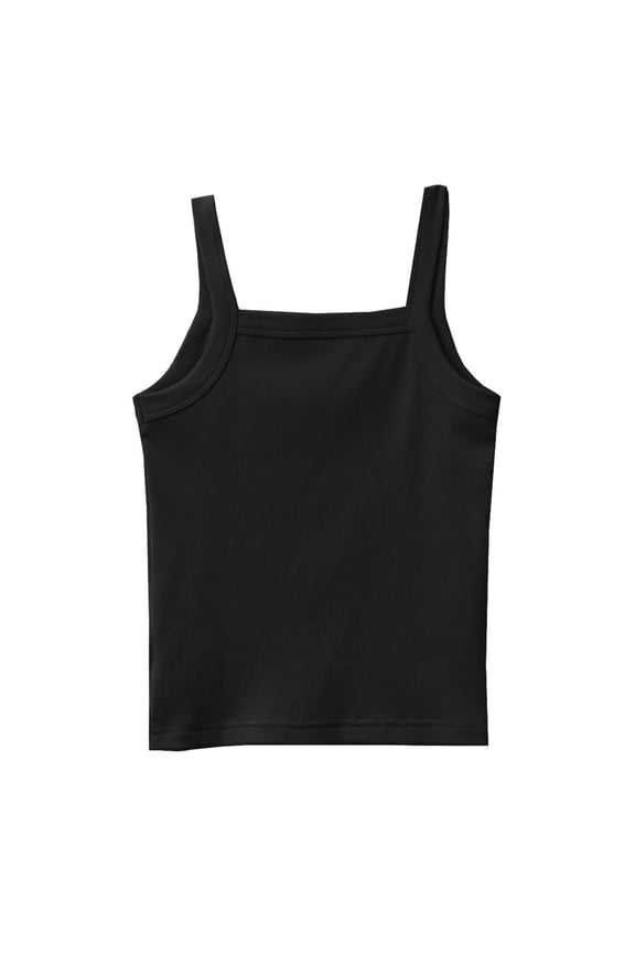 Toddler Girls Ribbed Knit Tank Tops Solid Spaghetti Strap Camisole Sleeveless Top