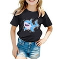 thumbnail image 1 of Hiijoy Toddler Girls Shark Print Short Sleeved T-Shirt Cute Graphic Tee, Sizes 12M-13T, 1 of 3