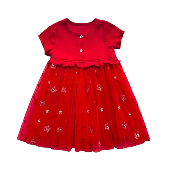 Hiijoy Toddler Girls Short Sleeve Embroidery Tutu Dress Summer Tulle Dress, Sizes 1-7