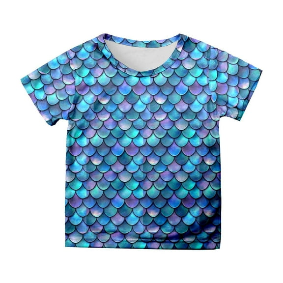 Hiijoy Toddler Girls T-Shirt Scales Print Short Sleeve T Shirt Comfortable Casual Summer Tee
