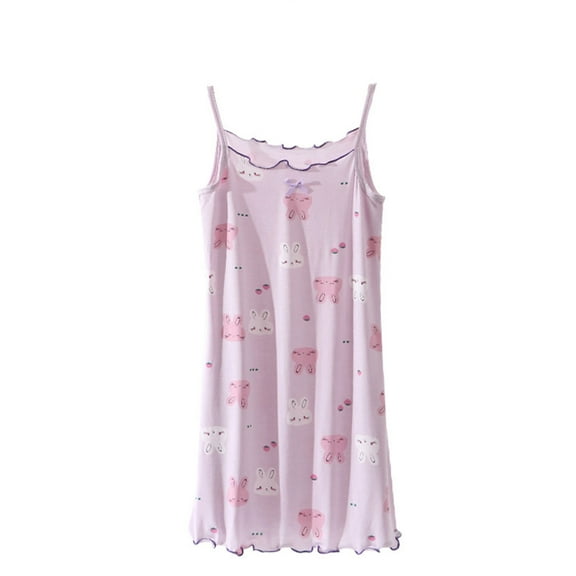 Hiijoy Toddler Girls Sleeveless Nightdress Cartoon Bunny Nightgown Sleepwear, Sizes 3-10
