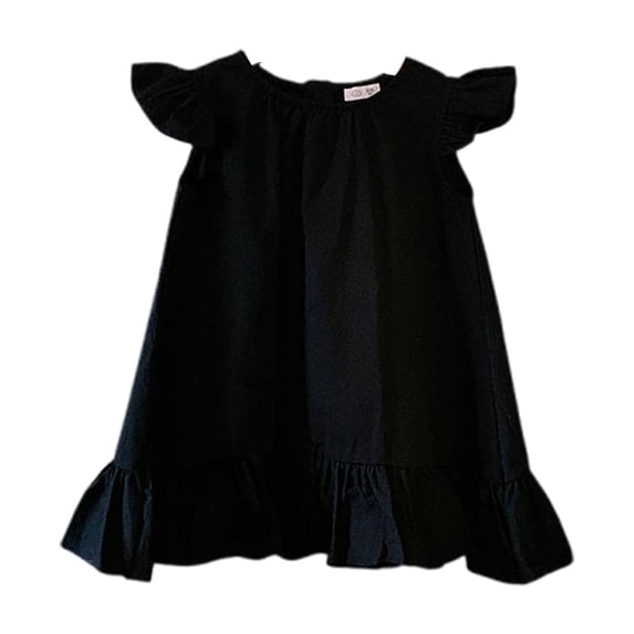 Hiijoy Toddler Girls Summer Casual Dress Solid Color Ruffle Beach Dress, Sizes 2-8