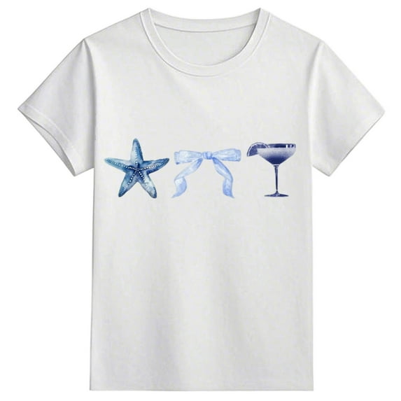 Hiijoy Toddler Girls Summer Casual Graphic Tee Short Sleeve Crewneck T-Shirt, Sizes 1-13
