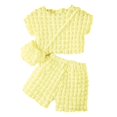 thumbnail image 1 of Hiijoy Toddler Girls Summer Outfits Puff Short Sleeve T Shirt Shorts Bag 3Pcs Set, Sizes 3-4T, 1 of 7