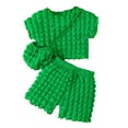 thumbnail image 1 of Hiijoy Toddler Girls Summer Outfits Puff Short Sleeve T Shirt Shorts Bag 3Pcs Set, Sizes 3-4T, 1 of 8