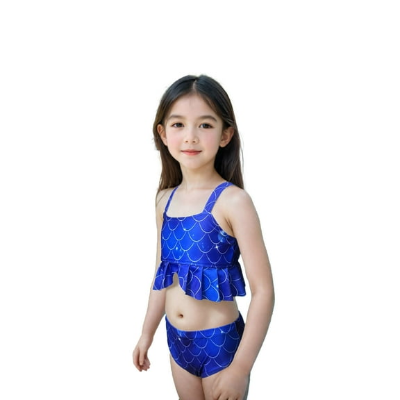 Hiijoy Toddler Girls Swimsuit Bathing Suits Bikini Tail Set for Party Stage, 3-Piece, Sizes 4-12