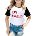 thumbnail image 1 of Hiijoy Toddler Girls T Shirt Los Angeles Print Raglan Short Sleeve T-Shirt Casual Tshirt, 1 of 3