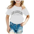 thumbnail image 1 of Hiijoy Toddler Girls T Shirt Los Angeles Print Short Sleeved T-Shirt Casual Graphic Tee, 1 of 3