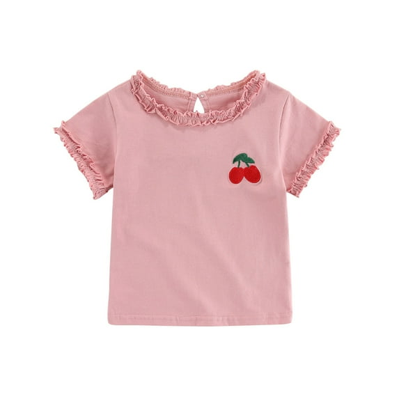 Hiijoy Toddler Girls T Shirt Short Sleeved Crewneck T-Shirt Summer Soft Casual Tshirt