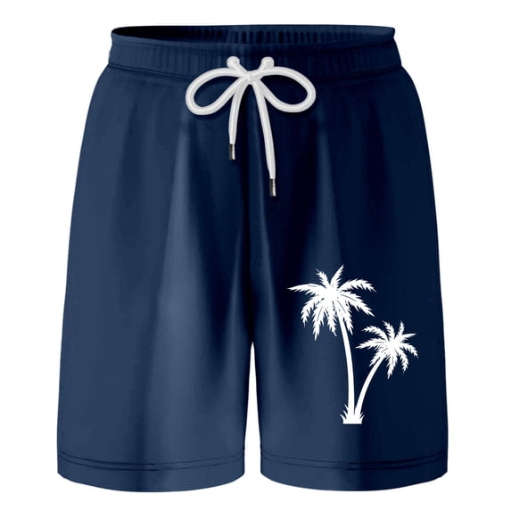 Hiijoy Tween Boy's Cotton French Terry Shorts Coconut Tree Print Beach Shorts, Sizes 16-18Y