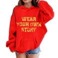 thumbnail image 1 of Hiijoy Unisex Kids Hoodie Letter Print Long Sleeve Sweatshirt for Boys Girls, Red, Sizes 3-10, 1 of 3